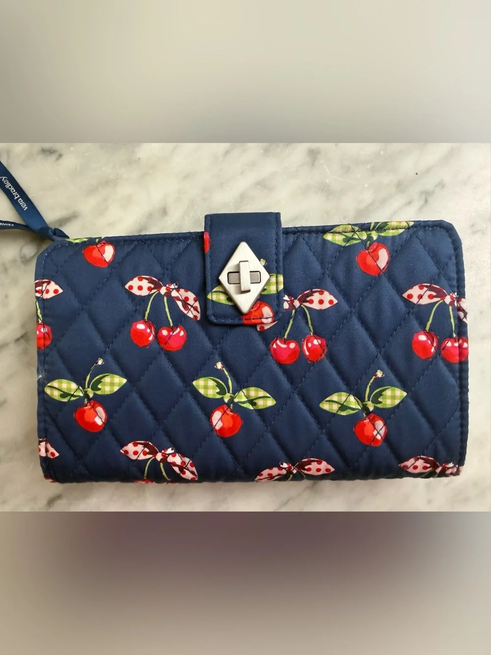 Vera Bradley Turnlock Wallet - Cherry Picking In Premium Cotton NWT